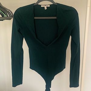 Express Long-Sleeve Emerald Green Bodysuit XS